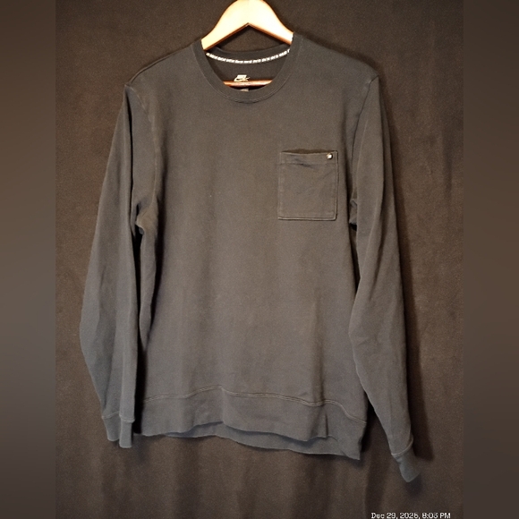 Nike SB Pocket Crewneck Sweatshirt Men's Large Black Skateboarding Long Sleeve - Picture 6 of 10